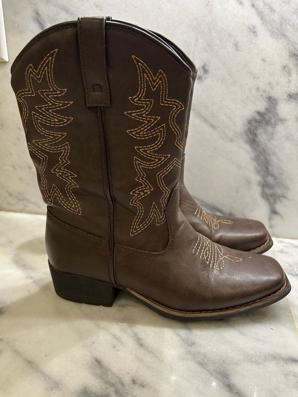 Rodeo Ropers Girls Cowboy Cowgirl Western Boots Dark Brown Youth Size 4